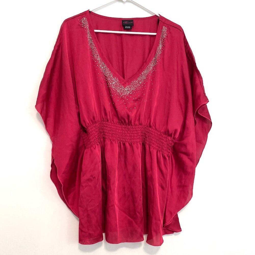 Old Tag Torrid Plus Size Raspberry Red Beaded Seq… - image 1